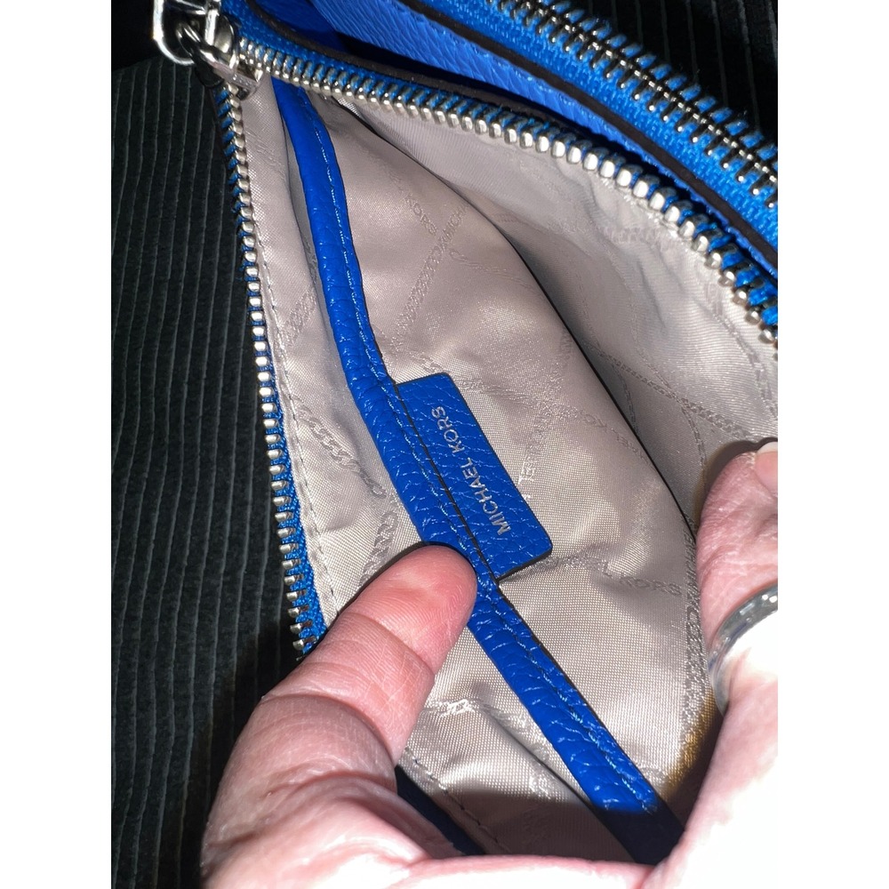 Michael Kors Pebble Leather Double Pouch Crossbody Bag Oxford Multi Blue - Picture 13 of 16